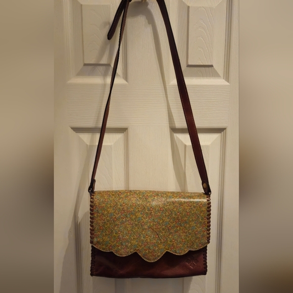 Patricia Nash Tan Floral Leather Crossbody Bag - Picture 3 of 15